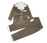 Générique Ensemble Pyjama de Famille Pyjamas en Satin Soie Vêtement pour Femme Homme Couple Enfant à Manches Longues Chemise Boutons Vers avec des le Pantalon Assorti Vêtements Sexy Chic Deux