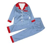 Générique Ensemble Pyjama de Famille Pyjamas en Satin Soie Vêtement pour Femme Homme Couple Enfant à Manches Longues Chemise Boutons Vers avec des le Pantalon Assorti Vêtements Sexy Chic Deux