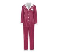 Générique Ensemble Pyjama de Famille Pyjamas en Satin Soie Vêtement pour Femme Homme Couple Enfant à Manches Longues Chemise Boutons Vers avec des le Pantalon Assorti Vêtements Sexy Chic Deux