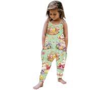Générique Ensemble Pyjama Enfant Fille Bretelles imprimé Pâques Motif Lapin avec Pantalon Assorti Tenue de Nuit(j-Light Yellow, 3-4 Years)