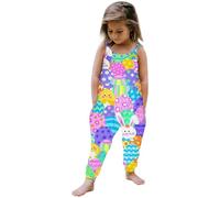 Générique Ensemble Pyjama Enfant Fille Bretelles imprimé Pâques Motif Lapin avec Pantalon Assorti Tenue de Nuit(n-Orange, 3-4 Years)