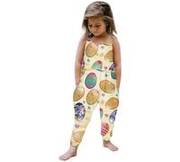 Générique Ensemble Pyjama Enfant Fille Bretelles imprimé Pâques Motif Lapin avec Pantalon Assorti Tenue de Nuit(k-Yellow, 4-5 Years)