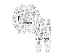 Générique Ensemble Pyjama Ensemble Deux Pièces Pyjama Colorier, Pyjama Enfant imprimé Main garçon Fille Tenue Nuit Confortable fêtes année