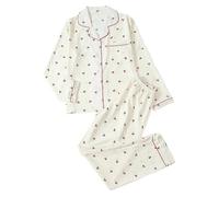 Générique Ensemble Pyjama Femme avec Motif Coeur-Pyjama à Manches Longues avec Chemise et Pantalon Vêtement de Nuit élégant Jour de la Saint-Valentin Satin Ensemble de Pyjama à imprimé cœur