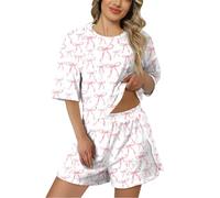 Générique Ensemble Pyjama Femme Élégant et Confortable, Tenue de Nuit 2 Pièces en Coton Doux, Vêtement d'Intérieur pour Un Sommeil Paisible et Détendu(L)