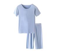 Générique Ensemble Pyjama Fille Ado d'Été - Pantalon & Haut Manches Courtes en Soie Douce - Loungewear Confortable Vêtement de Nuit