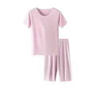 Générique Ensemble Pyjama Fille Ado d'Été - Pantalon & Haut Manches Courtes en Soie Douce - Loungewear Confortable Vêtement de Nuit