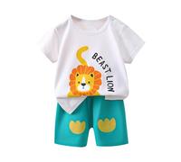 Générique Ensemble Pyjama Fille Deux pièces Manches Courtes Confortable pour bébé 0-6 Ans vêtement Enfant Maison Quotidien été Printemps Automne (White, 18-24 Months)