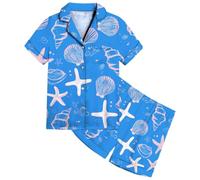 Générique Ensemble Pyjama Fille,Pyjama en Satin pour Fille, Imprimé OcéAn, Confortable, Doux Et DéContracté, IdéAl pour Les Tout-Petits Et Les Adolescents (Blue, 6-7 Years)