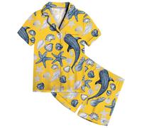 Générique Ensemble Pyjama Fille,Pyjama en Satin pour Fille, Imprimé OcéAn, Confortable, Doux Et DéContracté, IdéAl pour Les Tout-Petits Et Les Adolescents (Yellow, 12-13 Years)