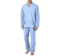 Générique Ensemble Pyjama Homme Confortable Deux Pièces Chemise Pantalon Doux pour Toute Saison Loisirs Maison (Light Blue, XXL)