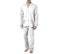 Générique Ensemble Pyjama Homme Confortable Deux Pièces Chemise Pantalon Doux pour Toute Saison Loisirs Maison (White, XXXL)