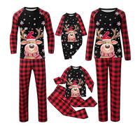 Générique Ensemble Pyjamas de Noël Assortis pour la Famille T-Shirt Manches Longues Pantalons Longs Ensemble Pyjamas Noël pour Papa Maman Enfants Bébé Chiens Chats Pyjama Homme