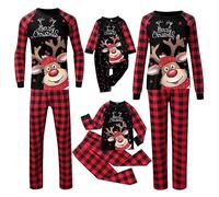 Générique Ensemble Pyjamas de Noël Assortis pour la Famille T-Shirt Manches Longues Pantalons Longs Ensemble Pyjamas Noël pour Papa Maman Enfants Bébé Chiens Chats Pyjama Enfant