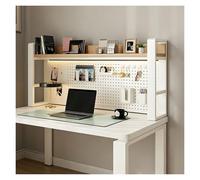 Générique Ensemble Rangement Étagère De Bureau Meuble À Plusieurs Niveaux Réglable Cadre Métal Solide for Maison Bureau Dortoir Et Cuisine(White Frame+Natural Wood Board,(2-Tier) 45.3"*9.8"*26")