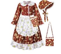 Générique Ensemble Robe Et Cape À Imprimé Floral pour Filles 2026 De 2 À 14 Ans Spectacle (Brown, 13-14 Years)