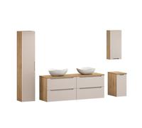 Générique Ensemble Salle de Bain 160 cm avec Plan de Travail, 2 vasques Cloud et Meuble Haut Pratique