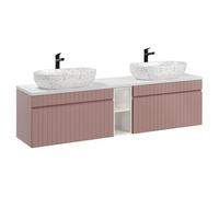 Générique Ensemble Salle de Bain 180 cm avec Meubles sous Vasque et Deux vasques sur Plan de Toilette