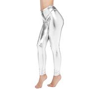 Générique Ensemble Sexy Femme Érotique - Lingerie Coquine Leggings en Cuir Brillant d'intérêt Sexy Minces de Couleur Pure pour Femmes (Silver XL)