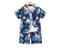Générique Ensemble Short Enfant Garçon Ensemble Chemise Boutonnée Short Plage D'Été Garçons Tenue Motifs Respirante Tout-Petits Enfants Mode Confortable Élégant Loisirs Vacances Coton Doux Léger