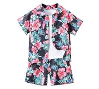 Générique Ensemble Short Garçon Ensemble Estival Garçon Tenue Décontractée Plage Chemise Manches Courtes Short Deux Pièces Enfant Vêtement Jeu Confortable Tout-Petit Usage Quotidien