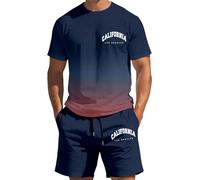 Générique Ensemble Short Homme - Ensemble décontracté Deux pièces Homme T-Shirt Manches Courtes Effet dégradé Short Assorti Tenue légère idéale Temps Chaud Sortie Quotidienne