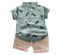 Générique Ensemble Shorts Bébé Garçons, Imprimé Chemise + Bermuda Shorts Tenues Chemise et Short en Coton pour pour Bebe GarçOn 1 2 3 4 Ans (Gris, 18-24 mois)