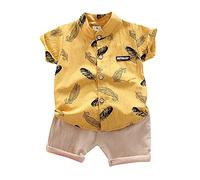 Générique Ensemble Shorts Bébé Garçons, Imprimé Chemise + Bermuda Shorts Tenues Chemise et Short en Coton pour pour Bebe GarçOn 1 2 3 4 Ans
