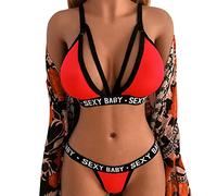 Générique Ensemble sous VêTements Femme Sexy,Lingerie Sexy Ensemble De Lingerie en Dentelle Florale Deux PièCes Sheer Matching Bra and Panty Set Valentine (Red, M)