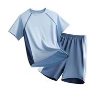Générique Ensemble Sport Enfant Garçon T-Shirt Short Respirant Course Jeu Été Léger, Look Moderne, Souple et agréable à Porter, pour entraînement, Cours EPS, Club et Jeux en Plein air
