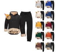 Générique Ensemble Sport Homme Hiver Polaire Sherpa Sweat à Capuche Zippé et Jogging à Repli deux Pièces Tenue Décontractée avec Poche