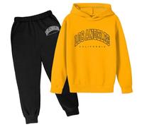 Générique Ensemble Survêtement Garçon Automne Hiver Vêtements Set Jogging Casual Lettre Imprimé Manches Longues Sweat à Capuche Ensembles Enfant Unisex Pantalon et Sweats Haut 3-12 Ans