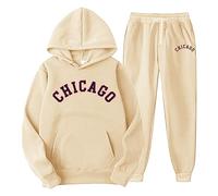 Générique Ensemble Survetement Homme Sweat à Capuche Pullover Imprimé Chicago Polaire Deux Pièces Tenue Décontractée Survêtement Homme Haut Manches Longues Pantalon de Sport Ensemble