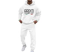 Générique Ensemble Sweat à Capuche Homme Automne Hiver Ensemble deux Pièces Chaud Imprimé LETtrage Italien Sweat à Capuche Oversize à Manches Longues Uni Associé à Un Pantalon Ample