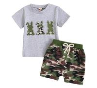 Générique Ensemble T Shirt Et Short Ensemble Short bébé garçon Manches Courtes et col Ras du Cou avec Tenue d'été (Light Gray, 18-24 Months)