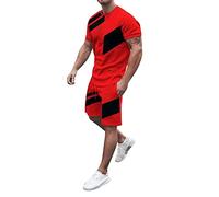 Générique Ensemble T-Shirt Et Short pour Homme Ensemble Fin Cut Tshirts Shorts Baggy pour Hommes Vêtements Sportifs Manche Courte Costumes Plage Vacances Survetements De Plein Air Casual