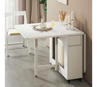 Générique Ensemble Table à Manger Extensible en Bois avec 4/6 chaises, Table Pliante à abattant, Table d'étude Ergonomique avec 4/6 chaises empilables for Cuisine, Salle à Manger ou Restaurant(White)