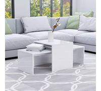 Générique Ensemble Table Basse Blanc Brillant Bois Ingenierie | Table gigogne, rangement cache, facile assembler, nettoyage chiffon humide, usage multiple