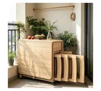 Générique Ensemble Table De Salle À Manger en Bois Massif avec 4 Chaises | Table Extensible À Rabat Avec Roulettes,table Cuisine Petit Espace Pour 6 À 8 Personnes,Bureau Mobile