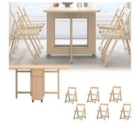 Générique Ensemble Table Et Chaises De Cuisine Pliable pour 6 Personnes, Grande Table en Bois Massif à Abattants De 55,1 Pouces avec Tiroirs, IdéAle pour Les Appartements Compacts,Natural,A