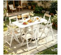 Générique Ensemble Table Et Chaises De Cuisine Pliable pour 6 Personnes, Grande Table en Bois Massif à Abattants De 55,1 Pouces avec Tiroirs, IdéAle pour Les Appartements Compacts,Blanc,B
