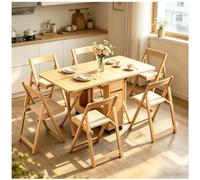 Générique Ensemble Table Et Chaises Pliantes, Coin Repas De Cuisine Escamotable, Table à Manger Extensible avec 6 Chaises, pour Appartement Et Salon,Natural,B