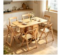 Générique Ensemble Table Et Chaises Pliantes, Coin Repas De Cuisine Escamotable, Table à Manger Extensible avec 6 Chaises, pour Appartement Et Salon,Natural,A
