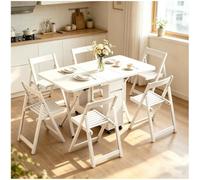 Générique Ensemble Table Et Chaises Pliantes, Coin Repas De Cuisine Escamotable, Table à Manger Extensible avec 6 Chaises, pour Appartement Et Salon,Blanc,A