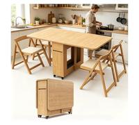 Générique Ensemble Table Pliante + 4 Chaises, Table À Manger avec roulettes Et Tiroirs De Rangement, Table De Cuisine Extensible Multifonctionnelle pour Salle À Manger, Bureau Ou Salon