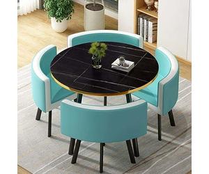 Générique Ensemble Table Ronde et Chaises 90cm, 1 Table 4 Chaises, Mobilier de Bureau et Salle à Manger