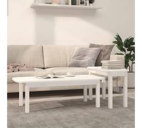 Générique Ensemble Tables Basses 2 Pcs Blanc Bois Massif Pin | Gain d'espace, Dessus robuste, Utilisation séparée ou gigogne, Manuel de montage inclus