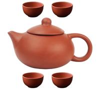 Générique Ensemble Théière en Argile Violette Artisanale 4 Tasses 1 Théière Filtre Céramique Pure Rouge pour Maison Thé en Vrac Cérémonie Thé Kung Fu Vintage