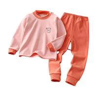 Générique Ensemble Thermique Confortable pour Filles - Pyjama Chaud à Manches Longues composé d'un Haut et d'un Bas, Indispensable pour l'hiver (Orange, 2-3 Years)