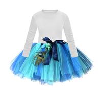 Générique Ensemble Tout Petit Enfant Haut Manches Longues Couleur Unie T Shirt Jupe Tutu Danse Tenue Performance Été Carnaval Soirée Déguisée(White, 2-3 Years)